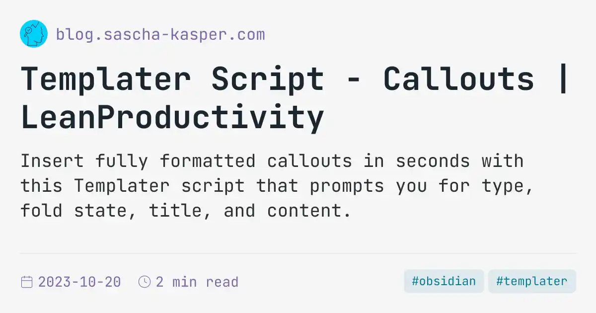 Templater Script - Callouts | LeanProductivity