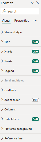 Column Chart Hundred Percent Stacked Settings