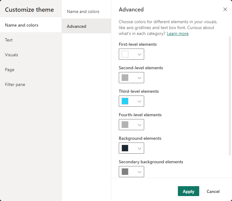Foreground, Background Settings