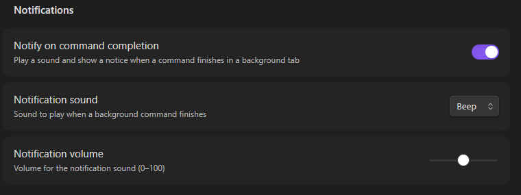 Lean Terminal Notification Settings