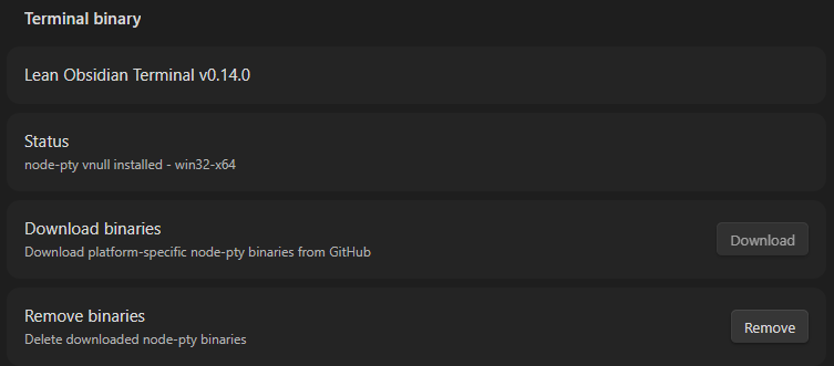 Lean Terminal Binaries download