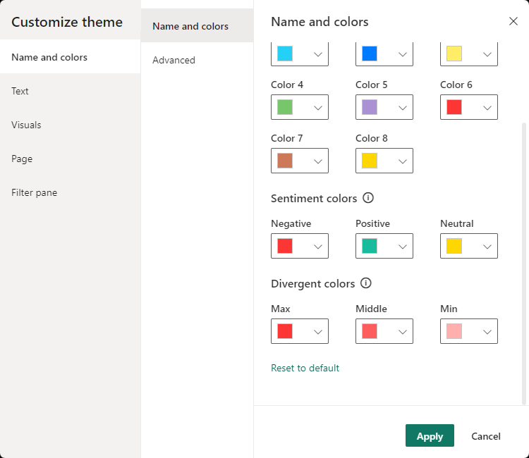 Minimum, Center, Maximum Settings