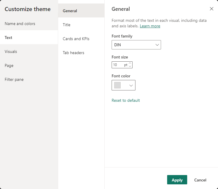 Text Classes Settings