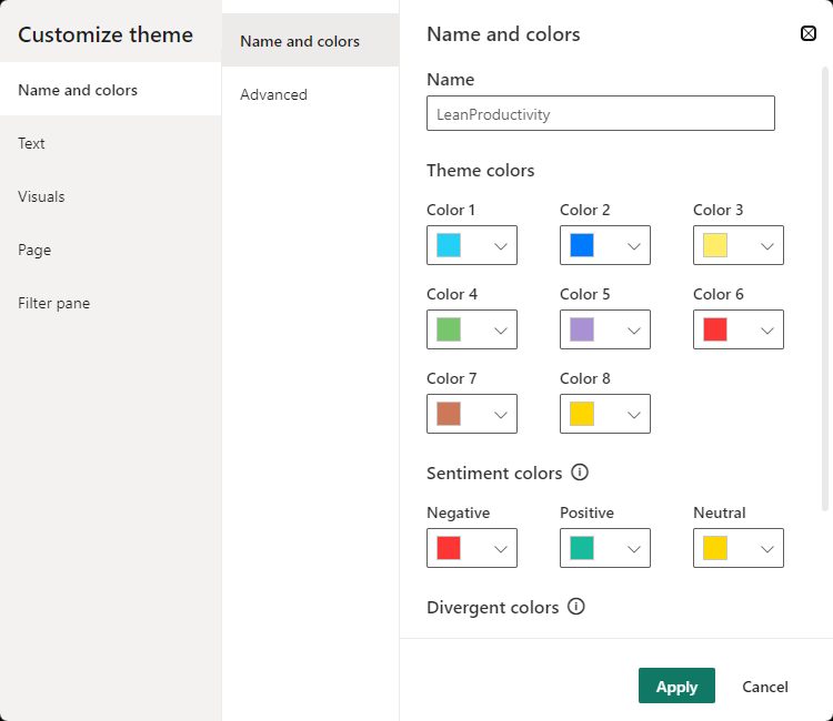 Theme Colors Settings